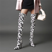 Load image into Gallery viewer, Women&#39;s Cow Print Design Thigh High Boots