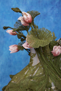 Classic Beautiful Green Flower Design Asymmetrical Drape Dress - Ailime Designs