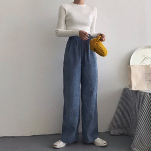 Chic Style Women's Yellow Thick Corduroy Pants - Ailime Designs