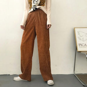 Chic Style Women's Yellow Thick Corduroy Pants - Ailime Designs