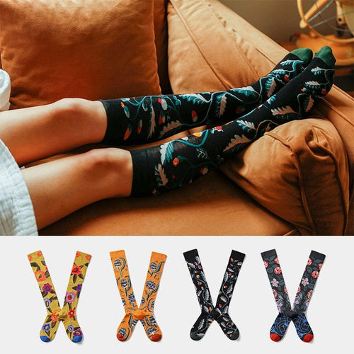 Women's Long Knitted Knee Length Socks - Ailime Designs