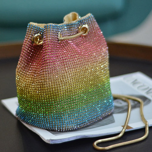 Drawstring Rainbow Crystal Design Evening Bags - Ailime Designs