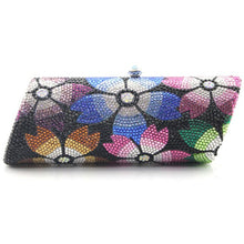 Load image into Gallery viewer, Beautiful Crystal Floral Print Design Clutch Purses - Ailime Designs