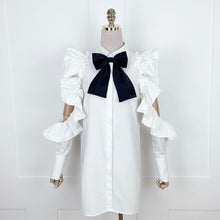 Load image into Gallery viewer, Cool White Hollow-cut Shoulder Women&#39;s Long Shirt - Ailime Designs
