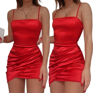 Women’s Red Hot Stylish Fashion Apparel - Satin Cross-wrap Sundresses