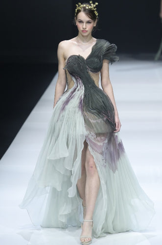 Women Elegant Ombre Design One-shoulder Evening Gown – Ailime Designs