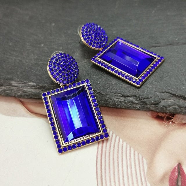 Women's Geometric Crystal Design Drop Earrings