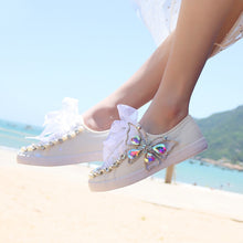 Load image into Gallery viewer, Cool White Butterfly Design Sequin Sneakers- Ailime Designs