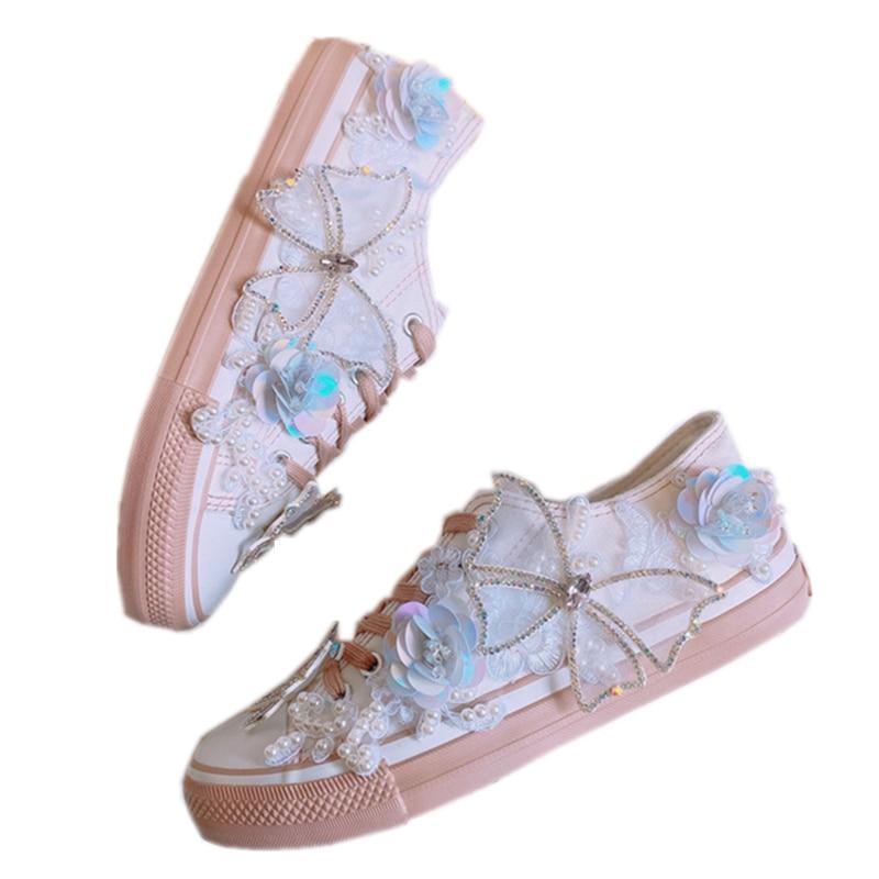 Best White Butterfly Trim Design Wedding Sneakers - Ailime Designs