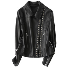 Load image into Gallery viewer, Women&#39;s Nail head Design 100% Sheepskin Leather Jackets
