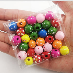 Beautiful Natural Wooden Polka Dot Spacer  Beads – Jewelry Craft Supplies