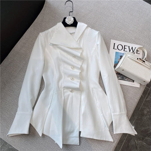 Beautiful White Pleated Button Shirts - Ailime Designs