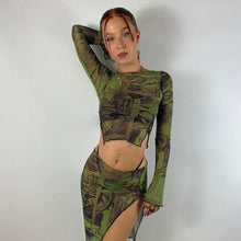 Load image into Gallery viewer, Green Ruffle Sleeve Crop Tops For Women – Ailime Designs