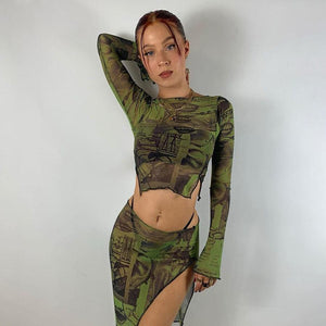 Green Ruffle Sleeve Crop Tops For Women – Ailime Designs