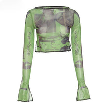 Load image into Gallery viewer, Green Ruffle Sleeve Crop Tops For Women – Ailime Designs