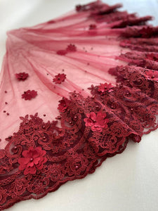 Beautiful Red Women's Elegant Flower Lace & Pearl Head Veils – Ailime Designs