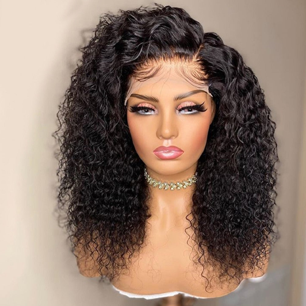 Black Deep Wave Lace Front Human Hair Wigs -  Ailime Designs
