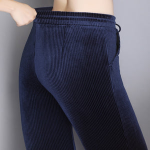Chic Style Women's Blue Navy Thick Corduroy Pants - Ailime Designs