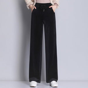 Chic Style Women's Blue Navy Thick Corduroy Pants - Ailime Designs