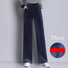 Load image into Gallery viewer, Chic Style Women&#39;s Blue Navy Thick Corduroy Pants - Ailime Designs
