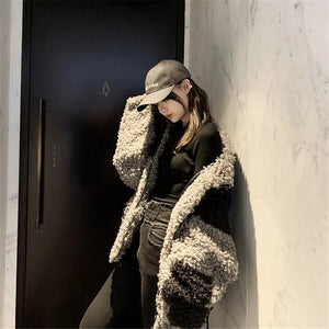 Grey Curley Women's Grey Faux Lamb Fur Warm Jackets - Ailime Designs