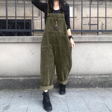 Load image into Gallery viewer, Cargo Style Women&#39;s Brown Corduroy Suspender Jumpsuits - Ailime Designs