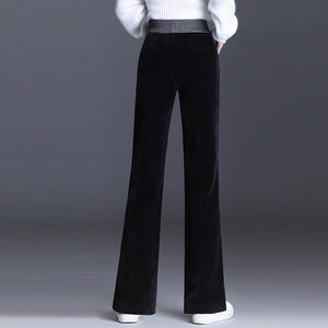 Black Elastic Waisted Women's Thick Corduroy Pants - Ailime Designs
