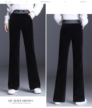 Load image into Gallery viewer, Black Elastic Waisted Women&#39;s Thick Corduroy Pants - Ailime Designs
