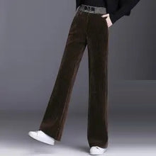 Load image into Gallery viewer, Black Elastic Waisted Women&#39;s Thick Corduroy Pants - Ailime Designs
