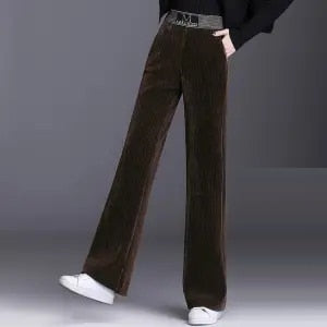 Black Elastic Waisted Women's Thick Corduroy Pants - Ailime Designs