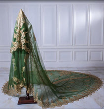 Load image into Gallery viewer, Beautiful Green Chiffon Lace Trim Design Women&#39;s Elegant Head Veils – Ailime Designs