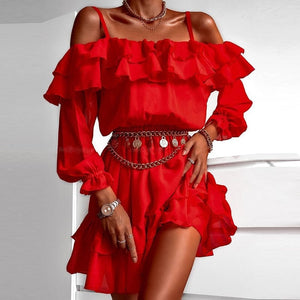 Women’s Red Hot Stylish Fashion Apparel - Ruffle Tier Dresses