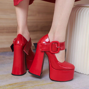 Women’s Red Hot Stylish Fashion Apparel - Patent Leater Mary Jane Platforms