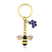 Load image into Gallery viewer, Bee Charms Rhinestone Keychain Holders - Purse Accessories