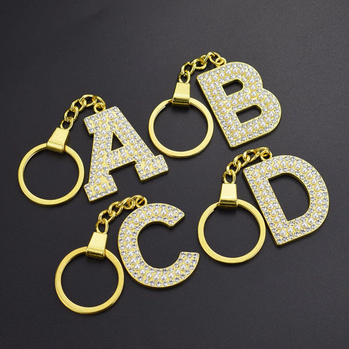 Initial Rhinestone Letter Keychain Holders - Purse Accessories