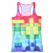 Load image into Gallery viewer, Geometric Squares Screen Printed Scoop neck Tank Tops