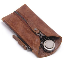 Load image into Gallery viewer, Genuine Leather Key Chain Pouch &amp; Card Holder w/ Zippers  – Pocket Holder Accessories - Ailime Designs
