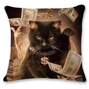 Cute Cat Design Illustrations Throw Pillows