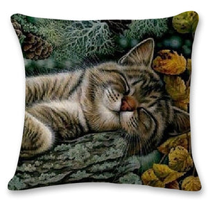 Cute Cat Design Illustrations Throw Pillows