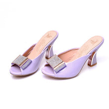Load image into Gallery viewer, Women&#39;s Metallic Patent Leather Bow Design Mules - Ailime Designs
