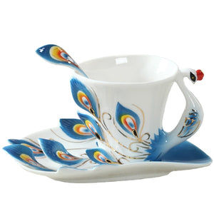 Elegant 3pc Peacock Cup Set