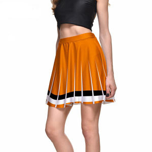 Women's Orange Screen Printed Flounce Skirt - Ailime Designs