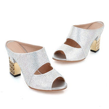 Load image into Gallery viewer, Women&#39;s Hollow-cut Crystal Design Mules - Ailime Designs