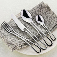 Load image into Gallery viewer, Small Compact Cutlery Utensils - Stainless Steal Unique Loop Pattern Design Flatware - Ailime Designs