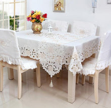 Load image into Gallery viewer, Embroidered Table Linen Cloths w/ Cut-work Design Detail - Elegant Home Decor - Ailime Designs