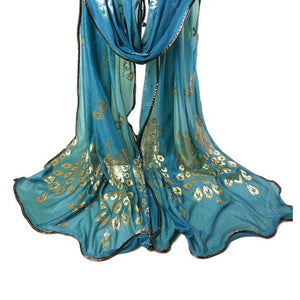 Women's Elegant Peacock Printed Scraves - Ailime Designs