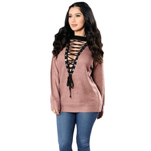 Load image into Gallery viewer, Sexy Women&#39;s Lace Front &amp; Back Design Long Sleeve Ribbed Tops - Ailime Designs