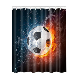 Sports Balls Screen Print Design Polyester Shower Curtains - Ailime Designs