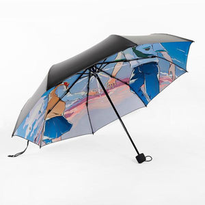 Unisex Compact Illustration Print Design Umbrella's