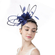 Load image into Gallery viewer, Fascinator Hats w/ An Ribbon Wrap-up Design &amp; Swirling Feathers - Ailime Designs